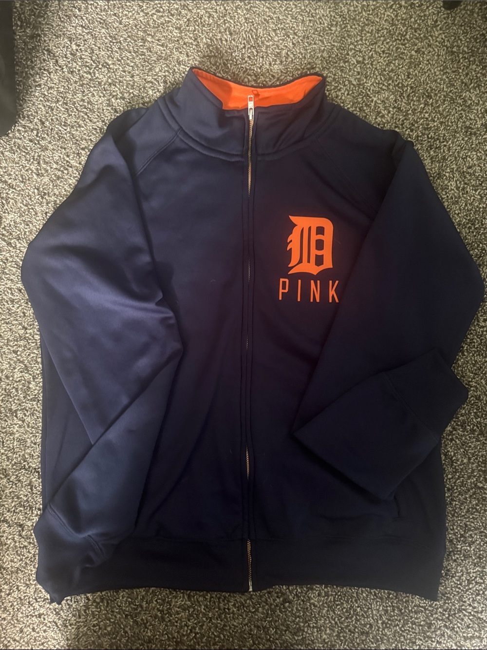 PINK Victoria's Secret Navy Jacket with Orange Logo